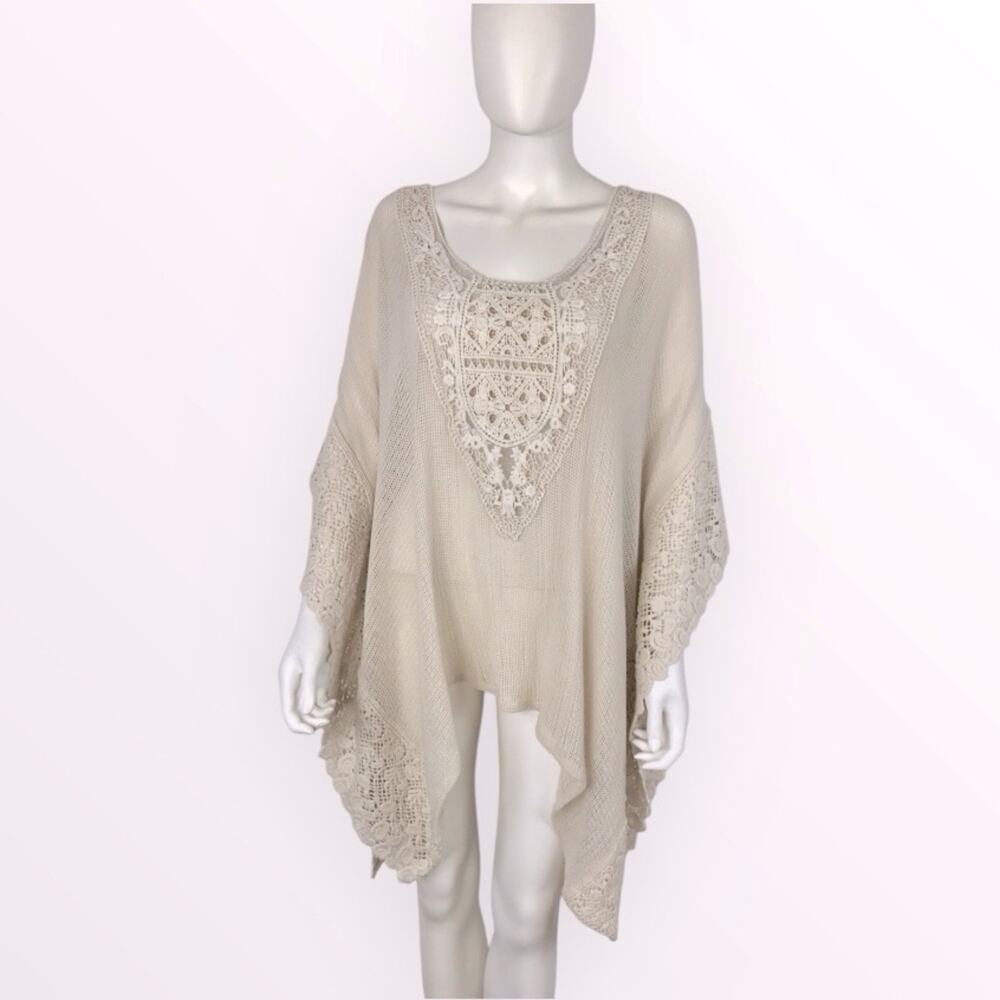 Nordstrom Beige Swim Tunic Beach Coverup Crochet One Size Open Knit Top